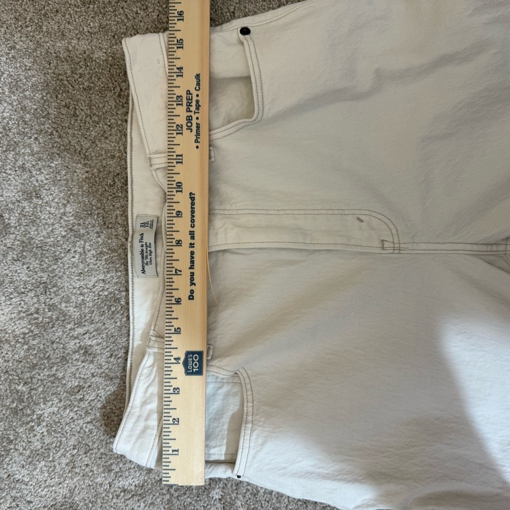 Abercrombie & Fitch Straight Ultra High Rise Off White Jeans‎ Sz 31/12S - Picture 7 of 10